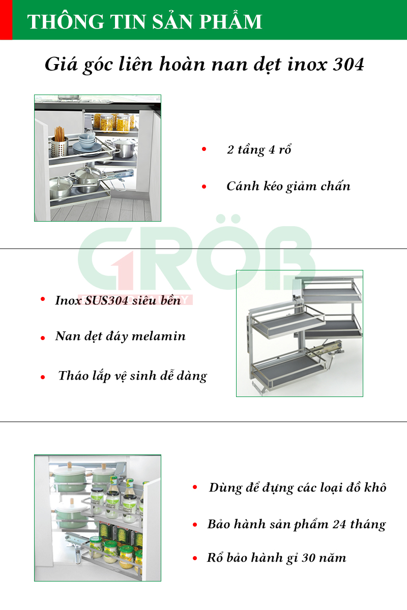 Giá góc liên hoàn nan dẹt inox 304