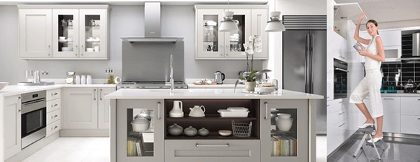 Tủ bếp inox cánh kính - nâng tầm không gian nội thất