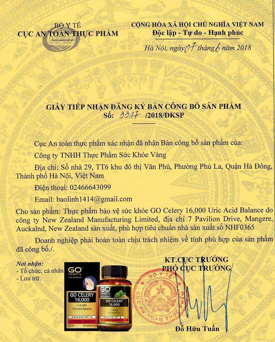 Viên Gút New Zealand GO Celery 16000 Gout GO Healthy