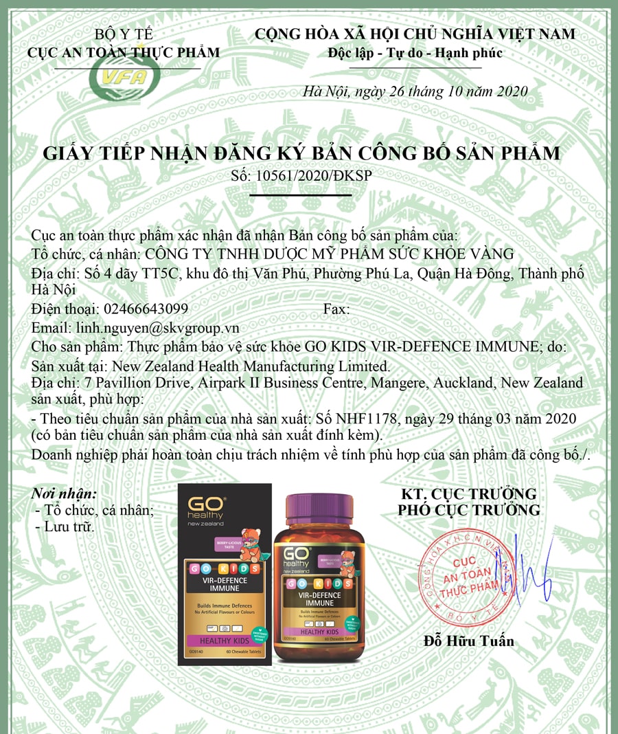 GO Kids Vir Defence Immune Tăng sức đề kháng trẻ em