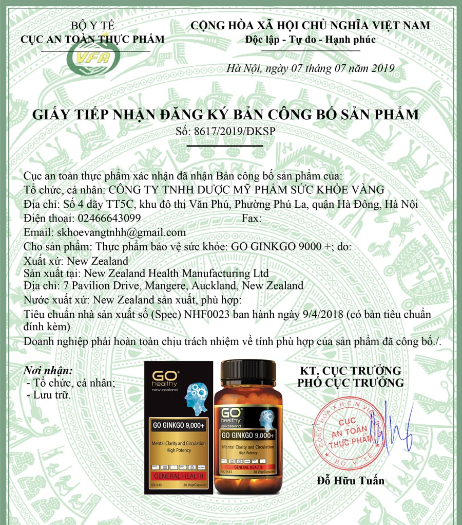 Bổ Não New Zealand GO Ginkgo 9000 nhập khẩu chính hãng