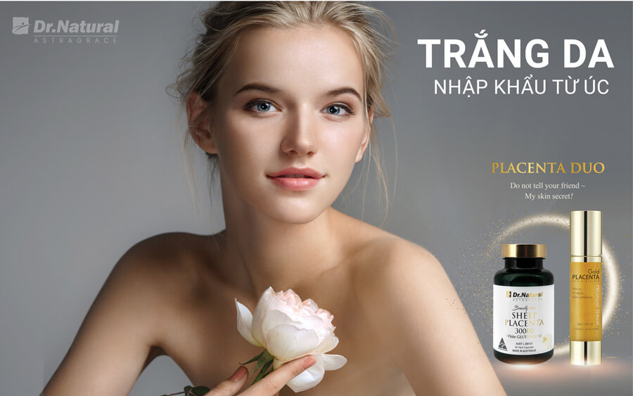 Viên uống trắng da Nhau thai cừu Glutahione Collagen Úc Dr Natural Sheep Placenta