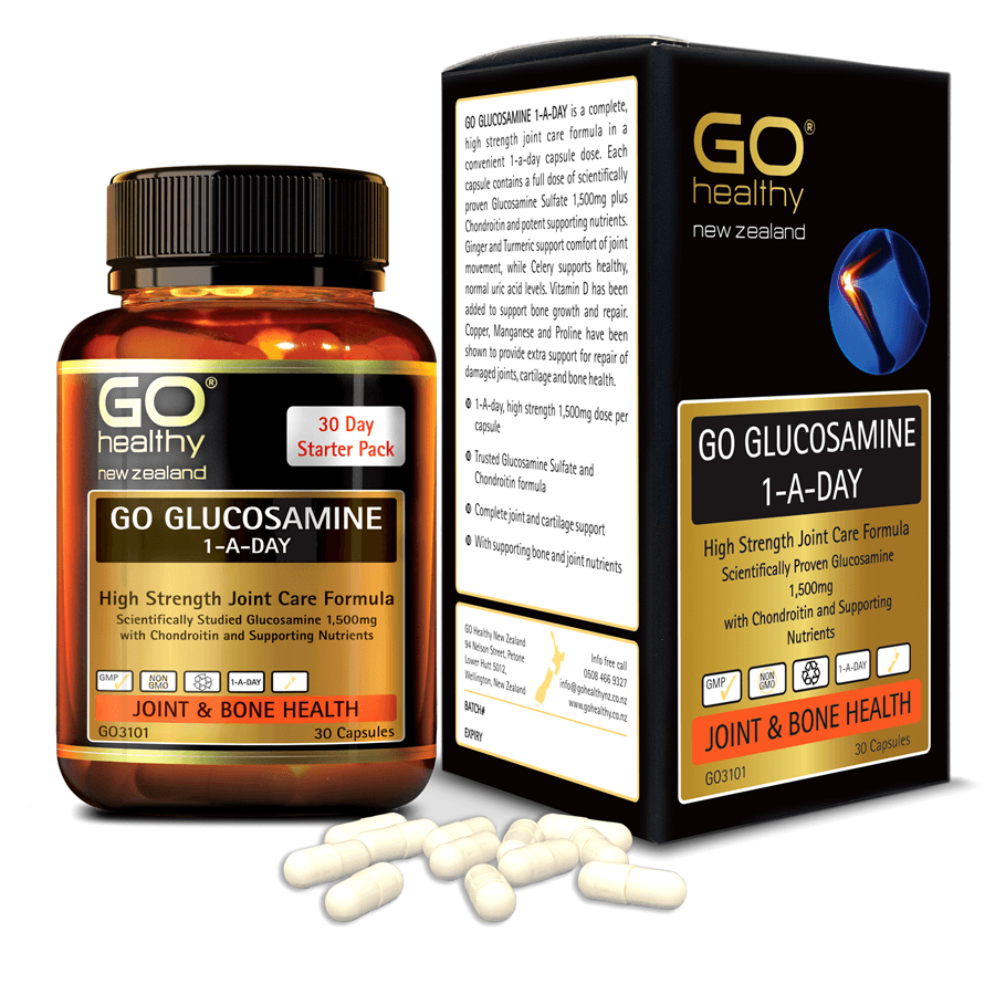 Viên uống bổ xương khớp nhập khẩu chính hãng New Zealand GO GLUCOSAMINE 1-A-DAY 1500mg 30 viên hỗ trợ tăng dịch khớp, giảm tình trạng thoái hóa khớp, khô khớp, cứng khớp; nuôi dưỡng xương sụn khớp khỏe mạnh