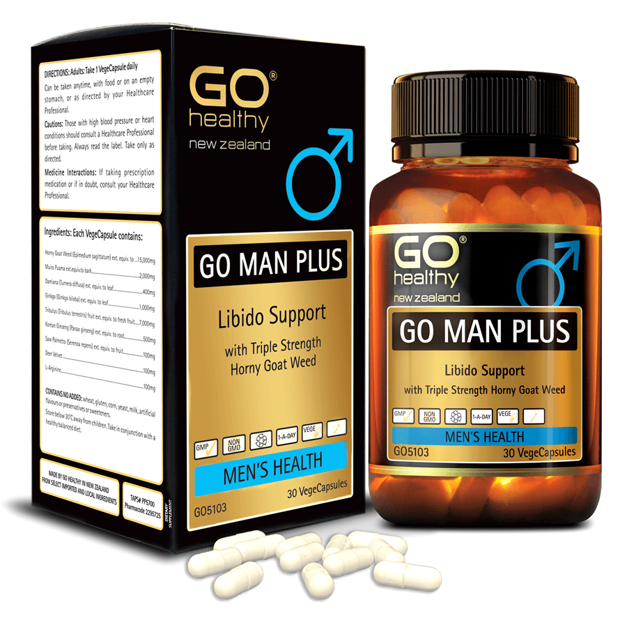 Viên uống cải thiện sinh lý nam nhập khẩu chính hãng New Zealand GO MAN PLUS (30 viên) giúp tăng cường sinh lực ở nam giới, tăng cường khả năng sinh lý ở nam giới, cải thiện và làm chậm quá trình mãn dục nam