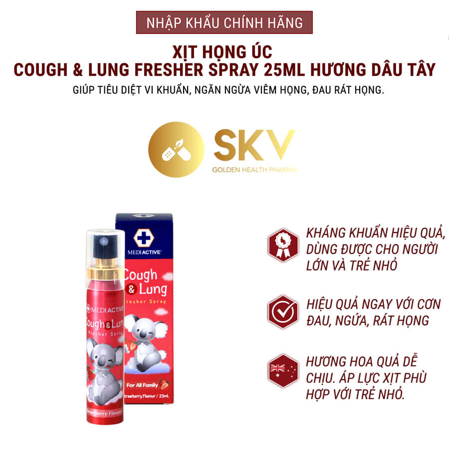 Xịt họng kháng khuẩn Úc Cough & Lung Spray 25ml