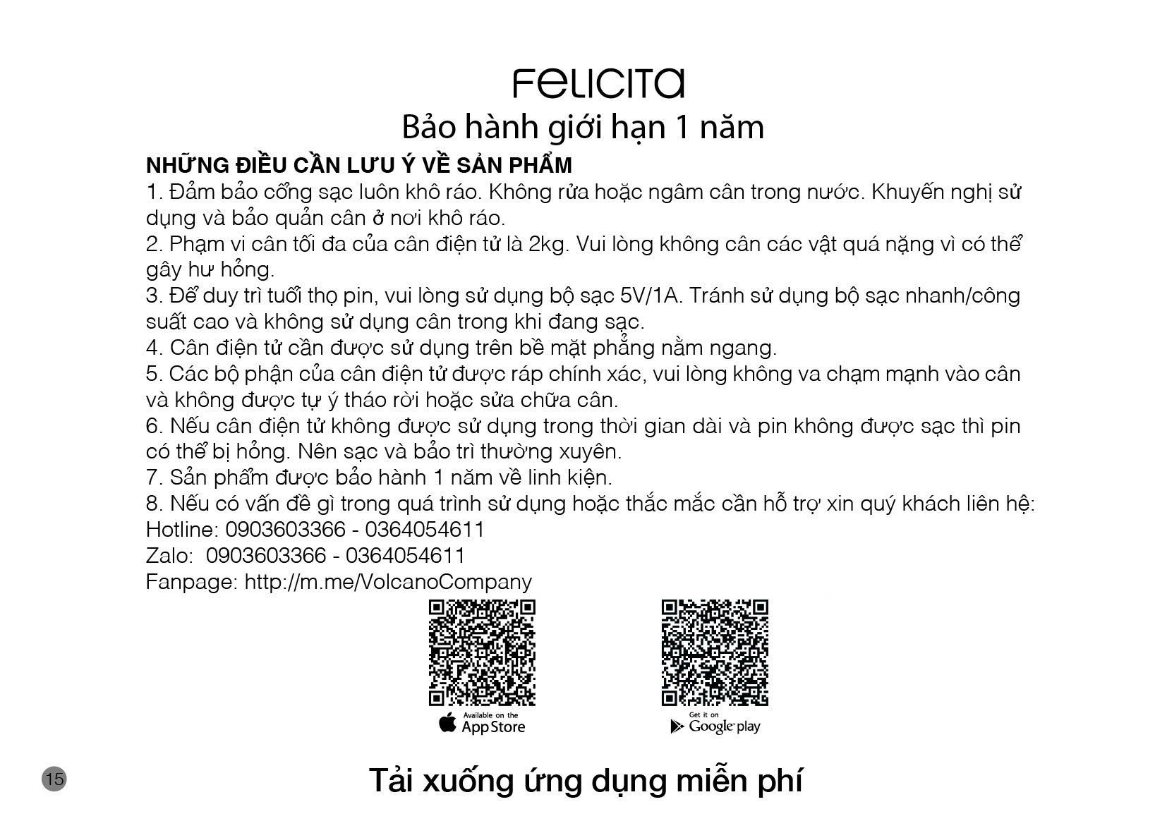 Hướng dẫn sử dụng cân Felicita Parallel+