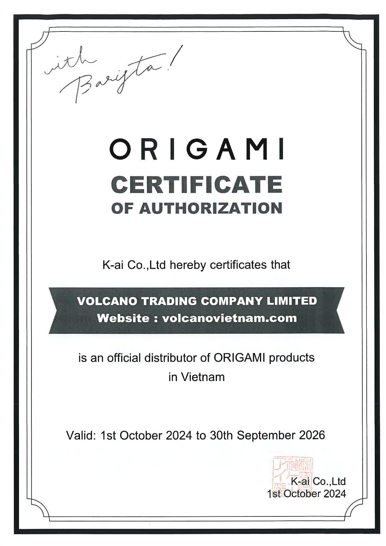 Volcano — đại lý phân phối chính hãng Origami tại Việt Nam