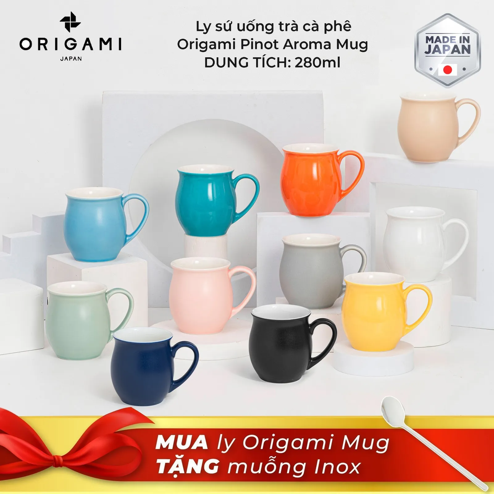 Ly sứ uống trà cà phê Origami Pinot Aroma Mug 280ml - ảnh 1