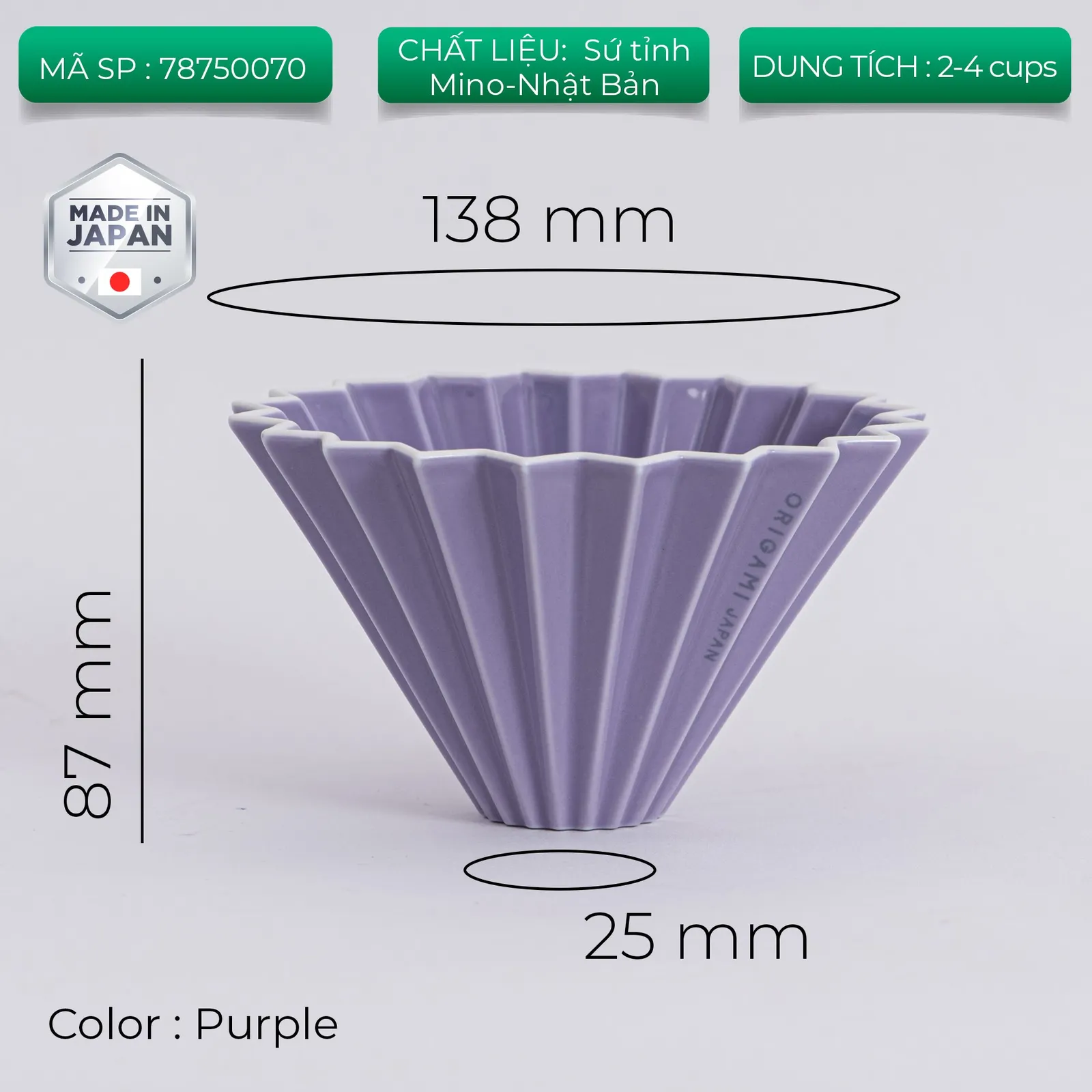 Phễu sứ V60 02 Origami Dripper M Pour over - ảnh 11