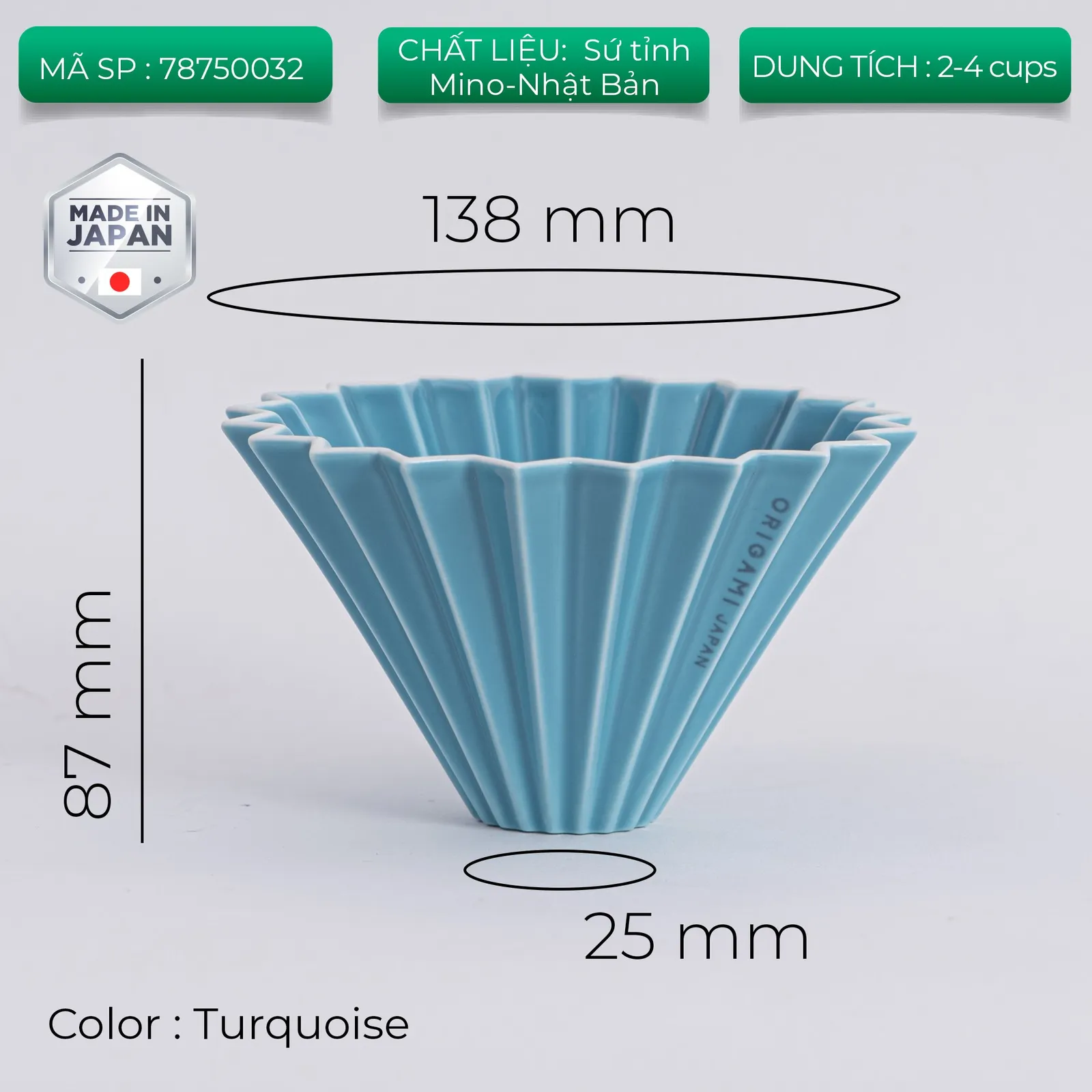 Phễu sứ V60 02 Origami Dripper M Pour over - ảnh 12