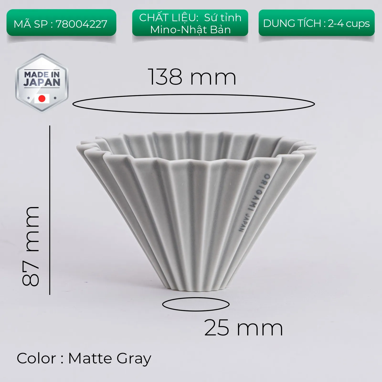 Phễu sứ V60 02 Origami Dripper M Pour over - ảnh 13
