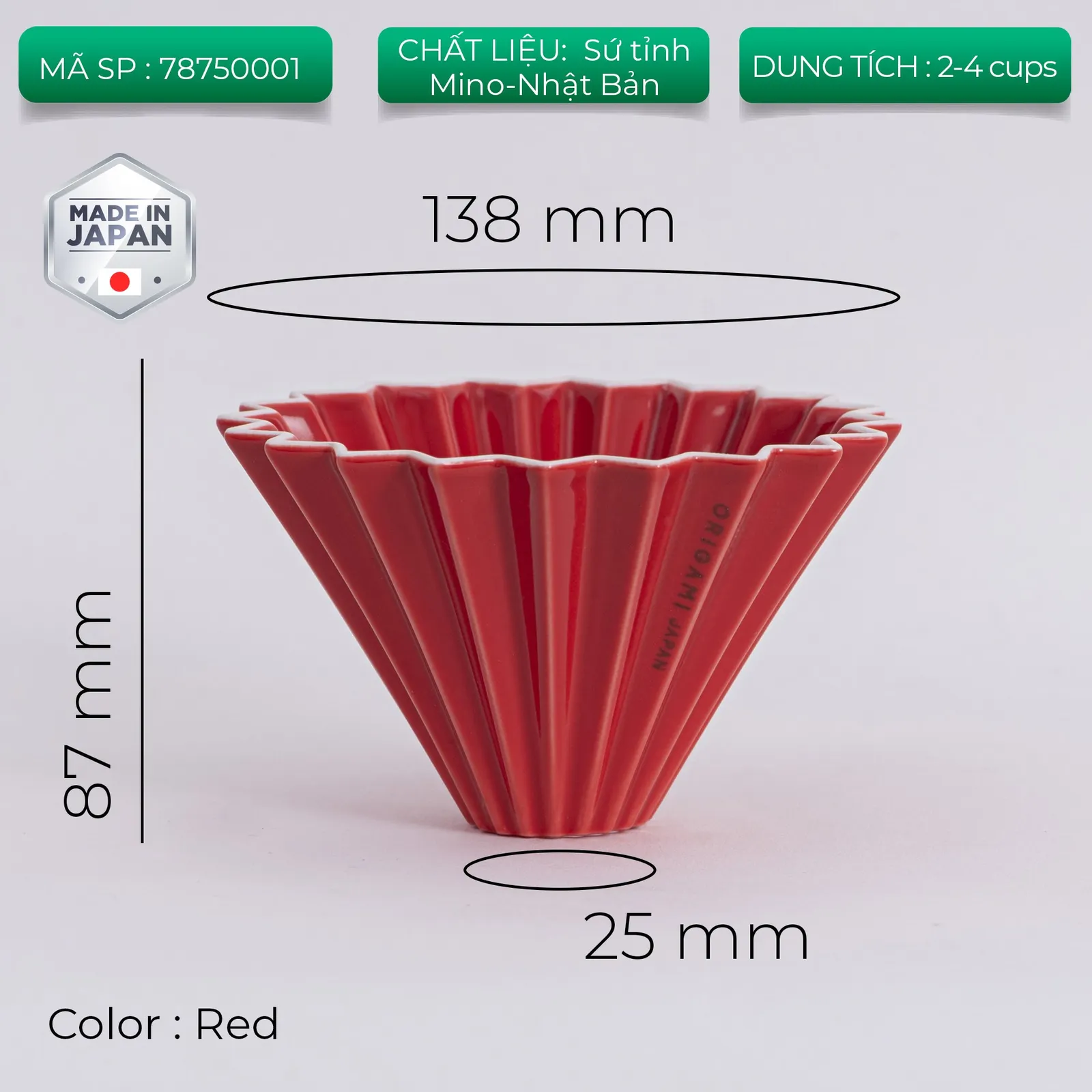 Phễu sứ V60 02 Origami Dripper M Pour over - ảnh 14