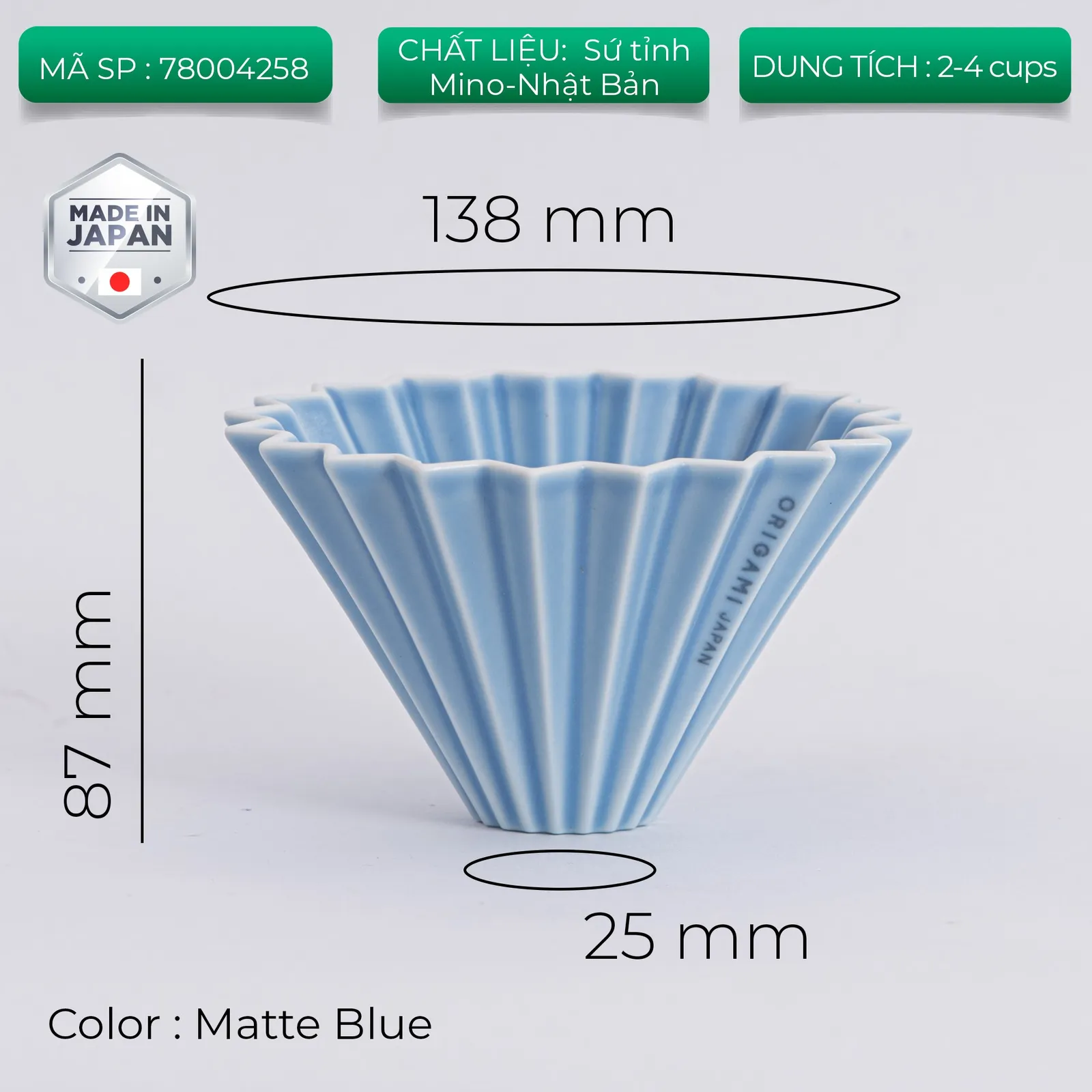 Phễu sứ V60 02 Origami Dripper M Pour over - ảnh 15