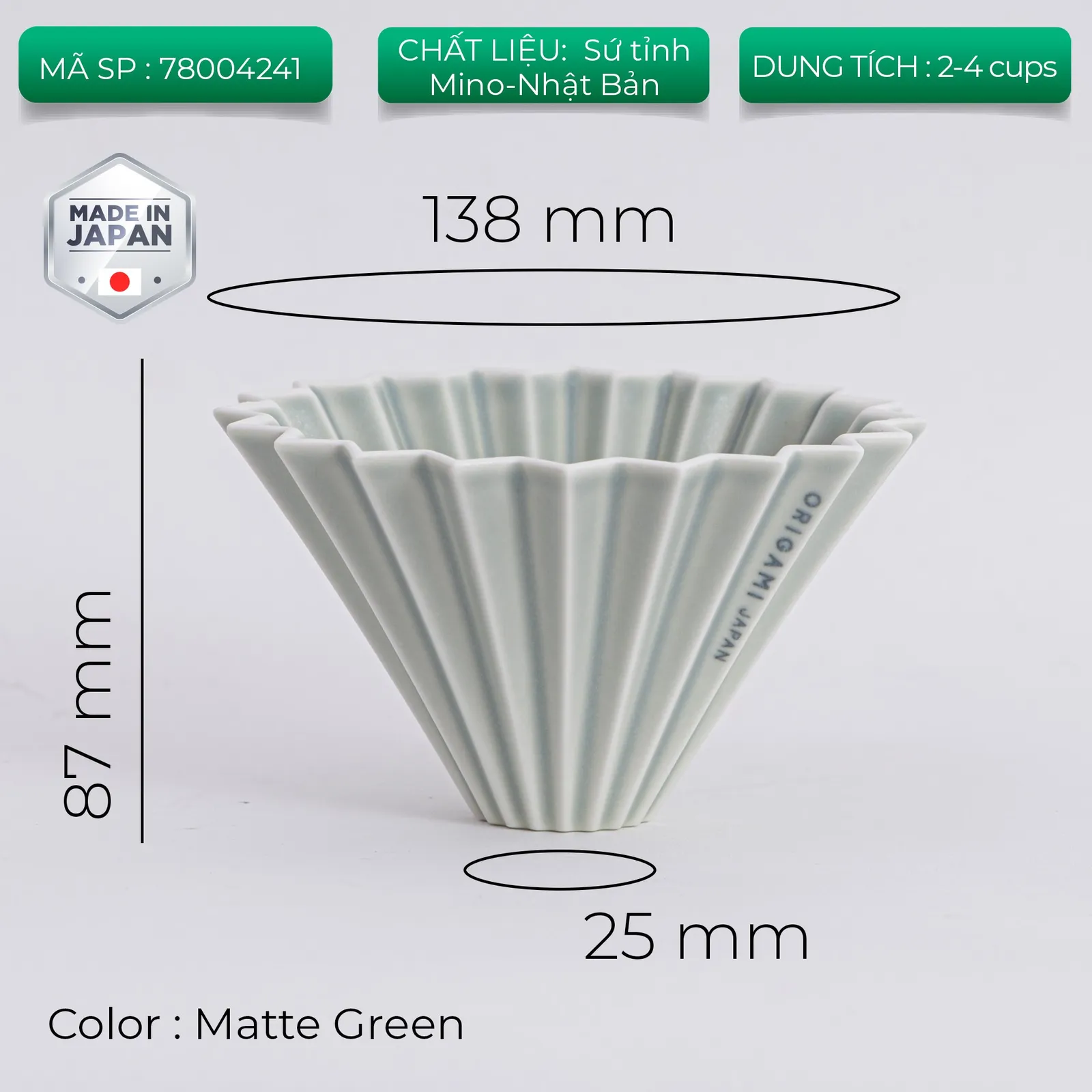 Phễu sứ V60 02 Origami Dripper M Pour over - ảnh 16