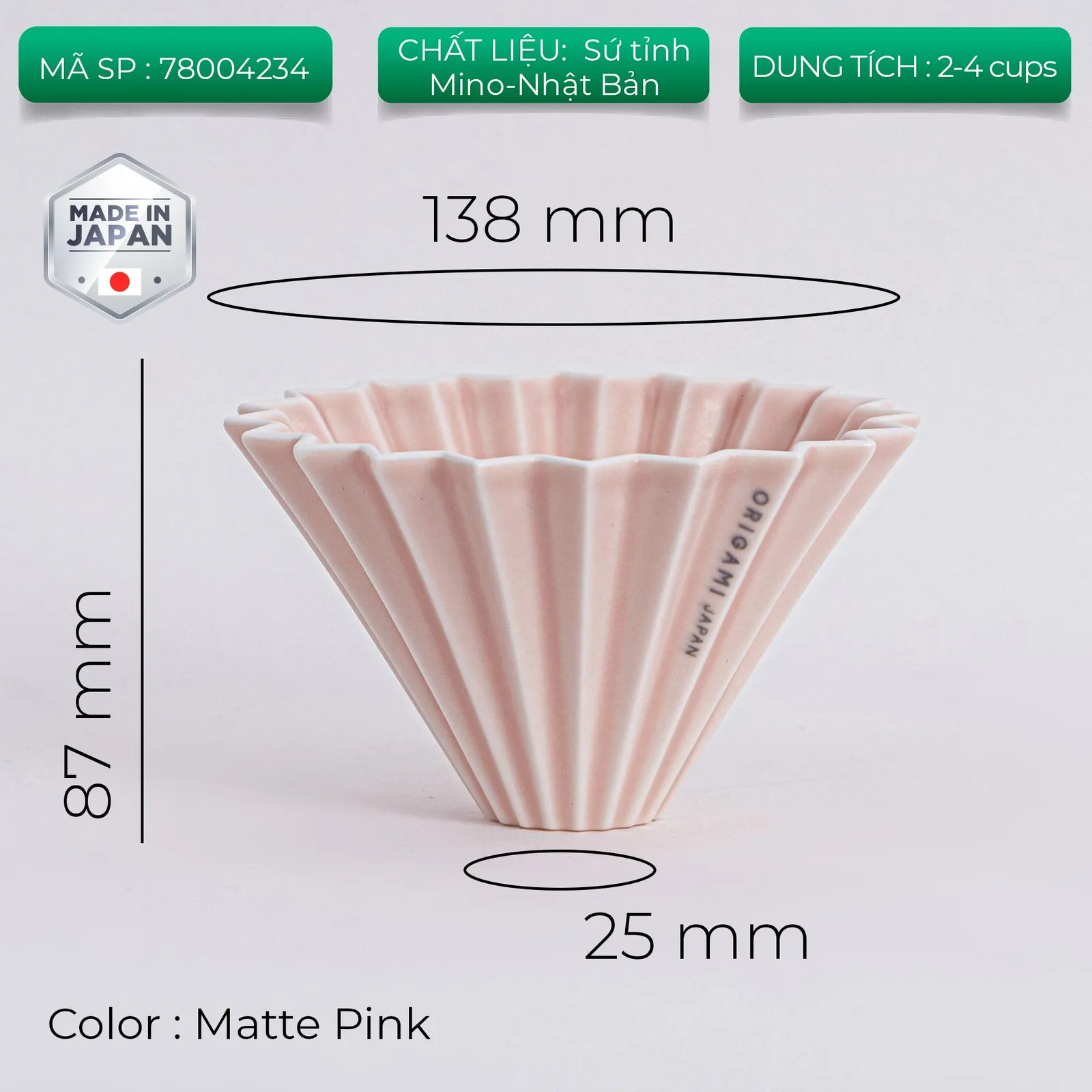 Phễu sứ V60 02 Origami Dripper M Pour over - ảnh 17