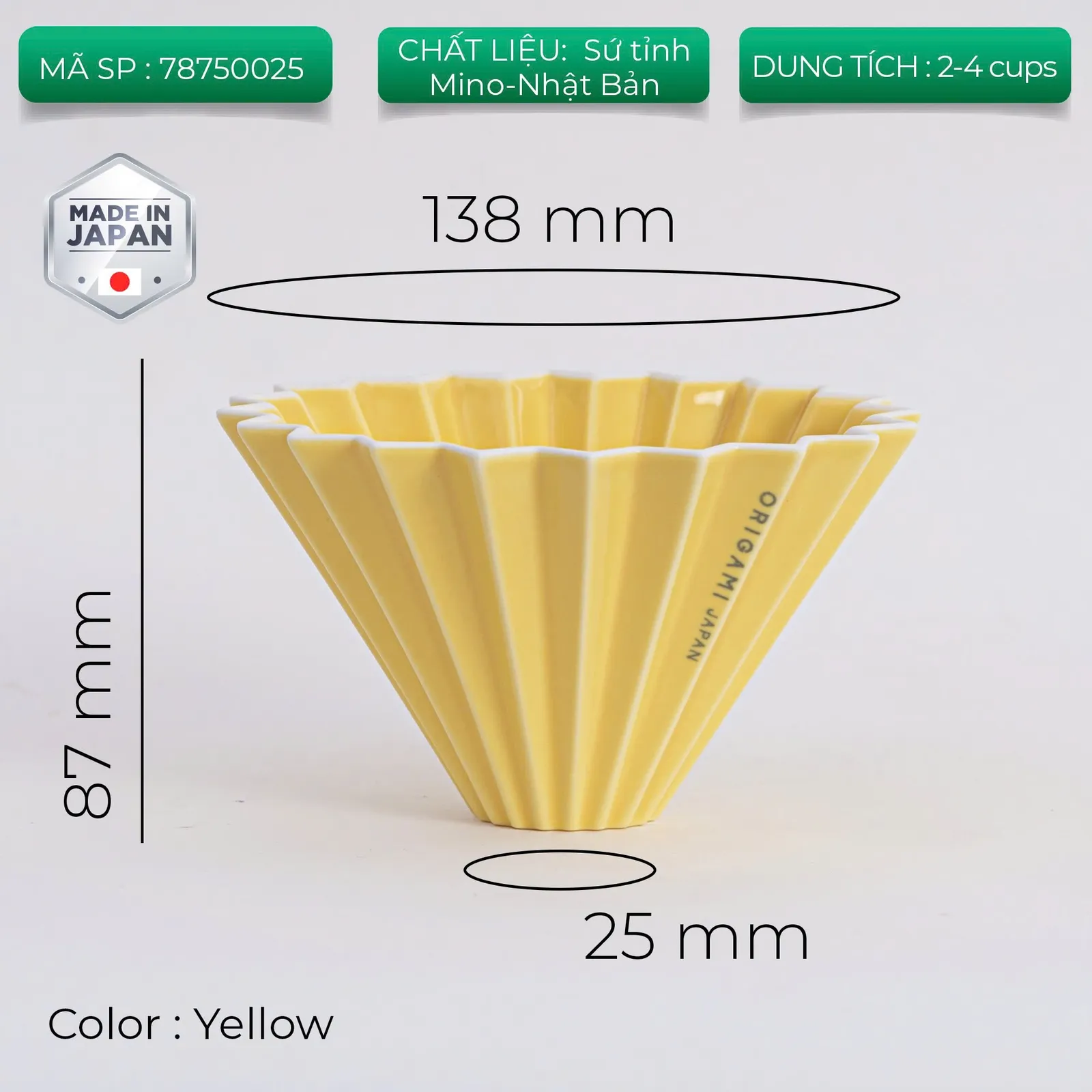 Phễu sứ V60 02 Origami Dripper M Pour over - ảnh 19