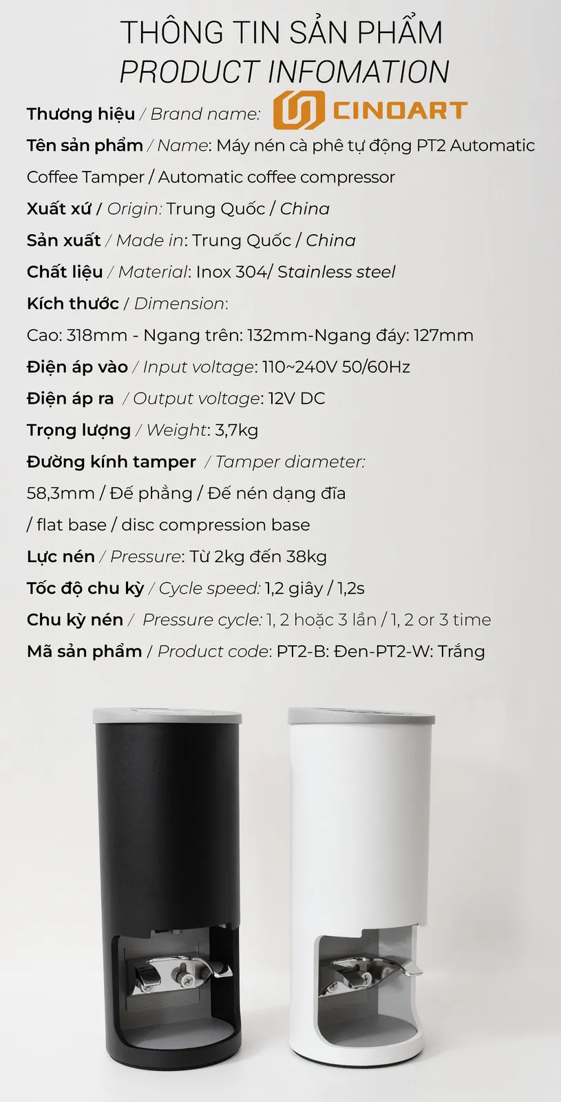 Máy nén cà phê tự động PT2 Automatic Coffee Tamper - ảnh 2