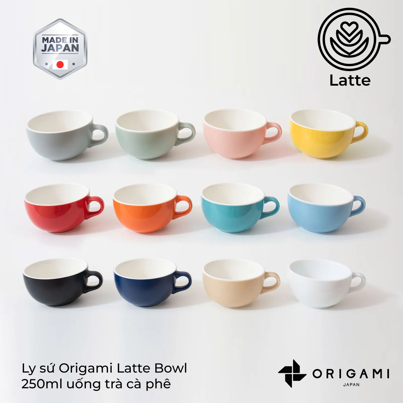 New 2024 Ly sứ Origami Latte Bowl 250ml uống trà cà phê - ảnh 3