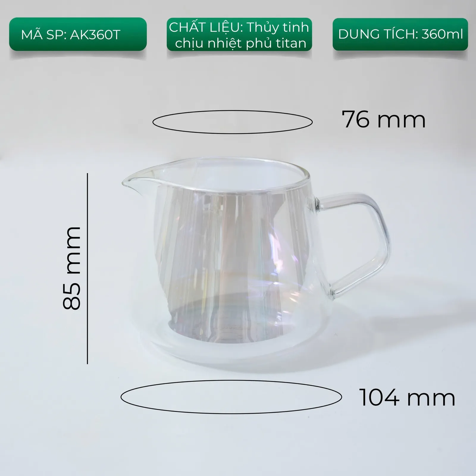 Bình thủy tinh chịu nhiệt pha cafe cà phê AKIRAKOKI không nắp - ảnh 3