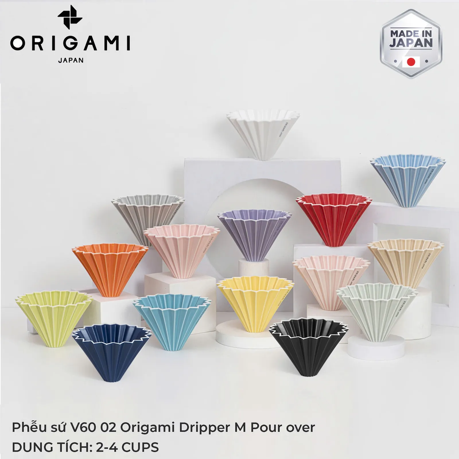 Phễu sứ V60 02 Origami Dripper M Pour over - ảnh 3