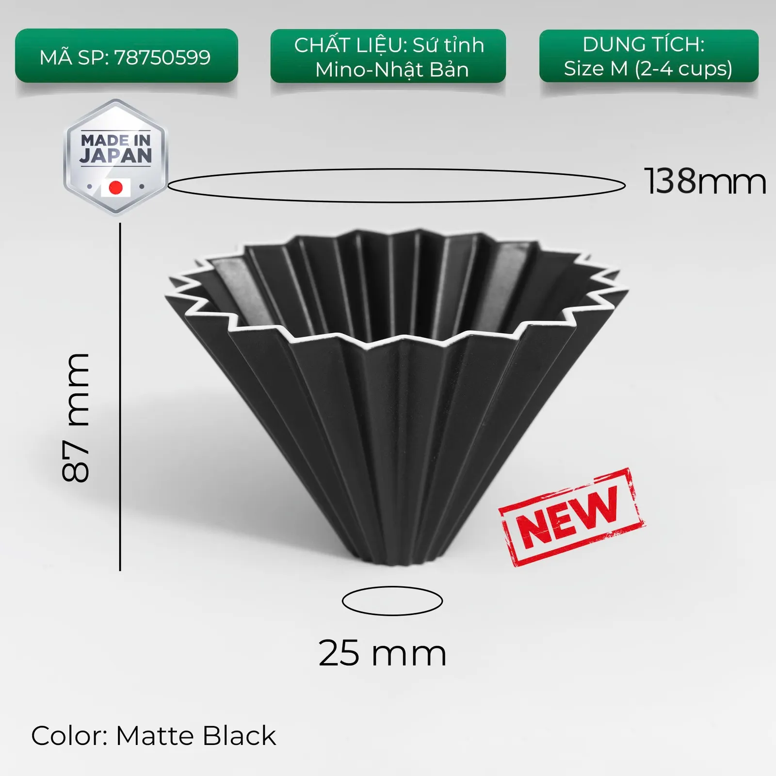 Phễu sứ V60 02 Origami Dripper M Pour over - ảnh 5