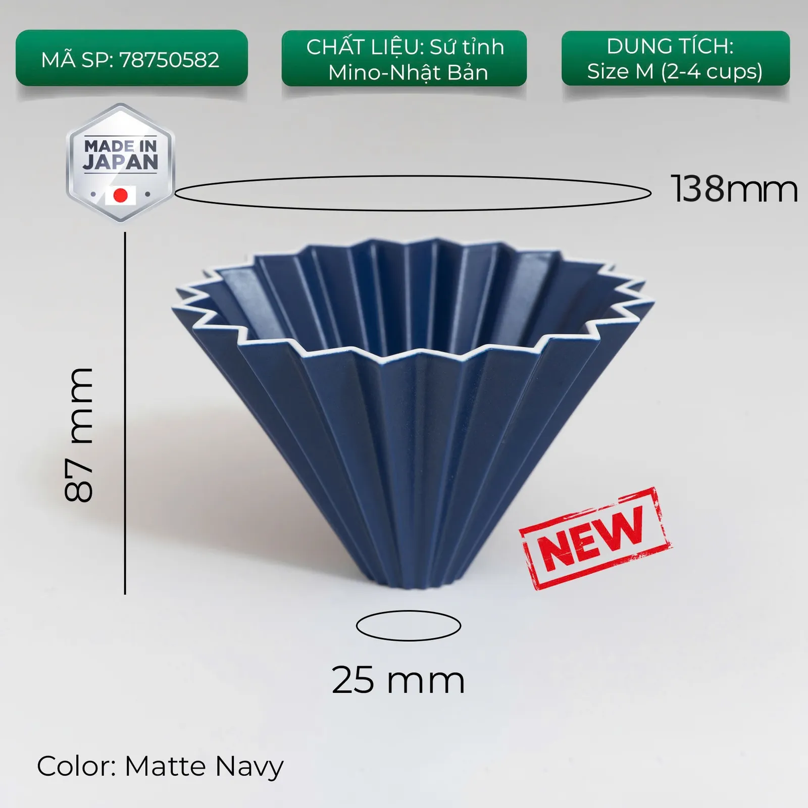 Phễu sứ V60 02 Origami Dripper M Pour over - ảnh 6