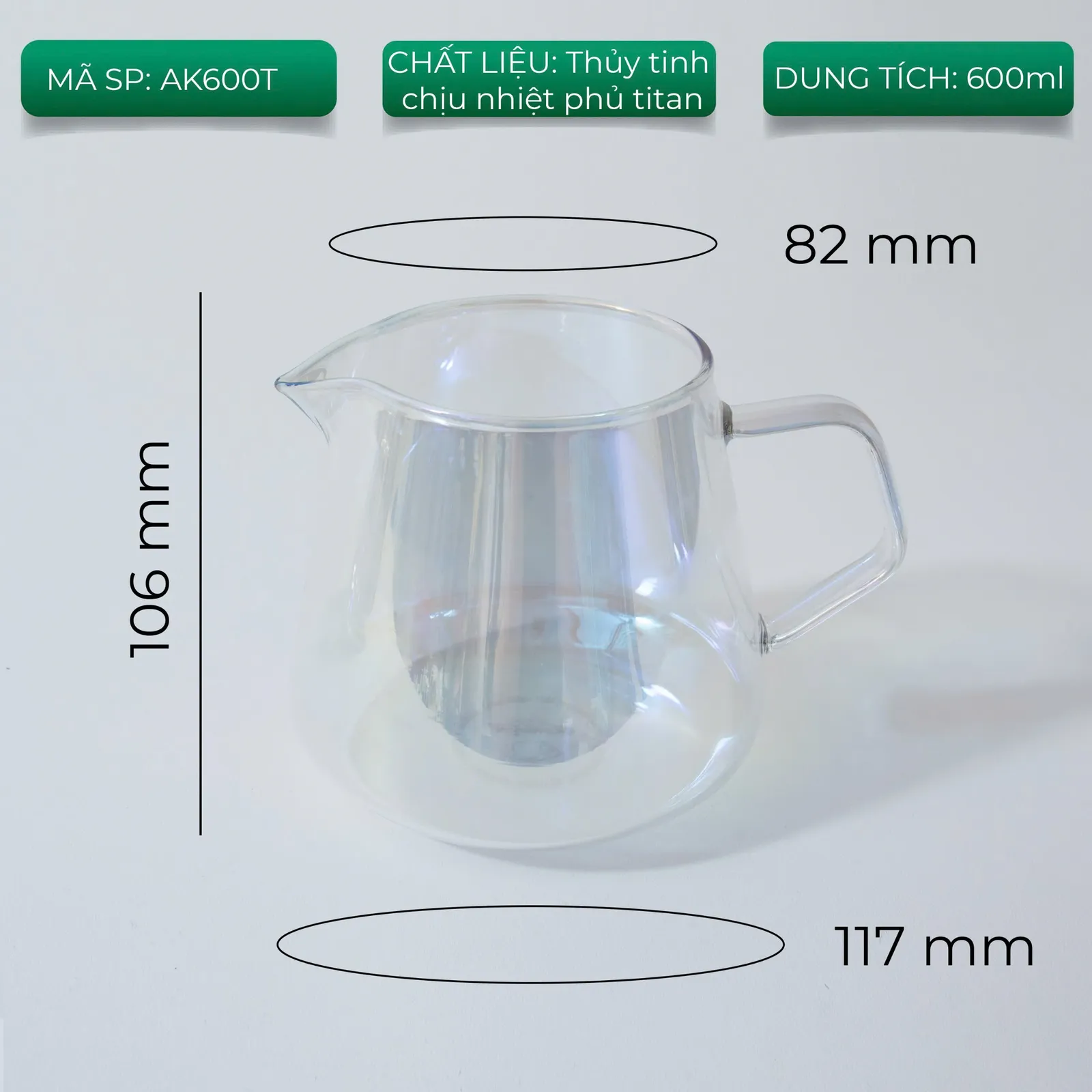 Bình thủy tinh chịu nhiệt pha cafe cà phê AKIRAKOKI không nắp - ảnh 4