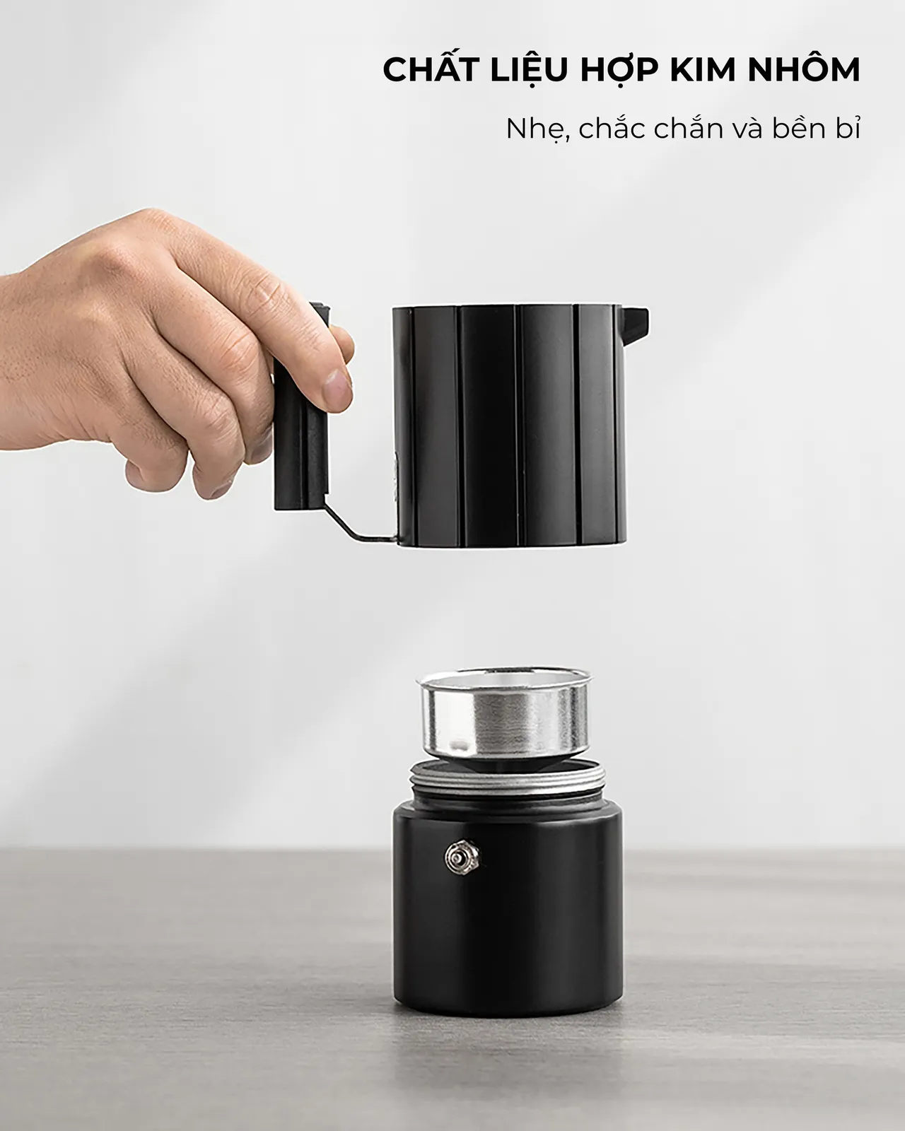 Bình pha cà phê Traveller Moka Pot nhôm CAFE DE KONA - ảnh 4