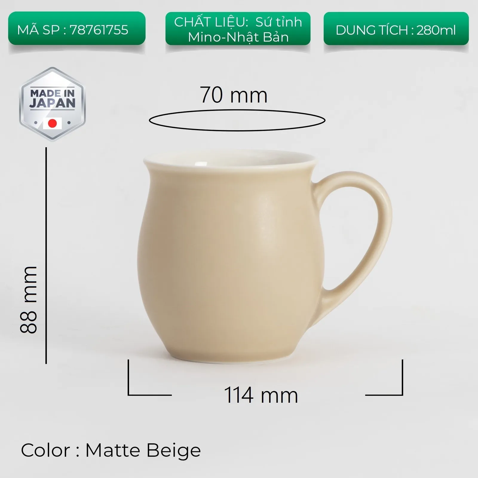 Ly sứ uống trà cà phê Origami Pinot Aroma Mug 280ml - ảnh 6