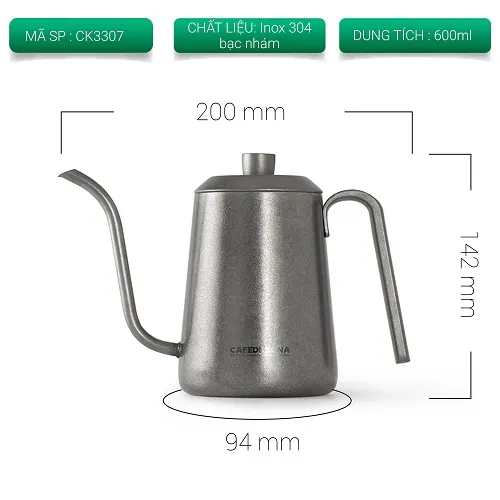 Ấm rót pour over cà phê cổ ngỗng 600ml Cafede Kona, ấm rót nước cổ ngỗng - ảnh 4