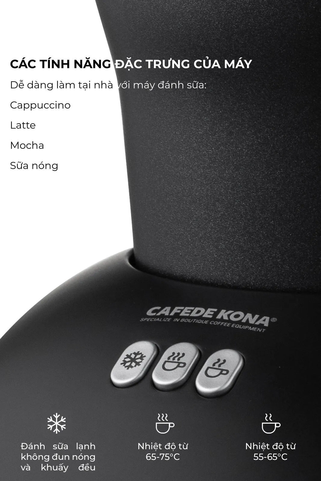 Máy đánh sữa nóng lạnh tự động 250ml Cafede Kona - ảnh 6