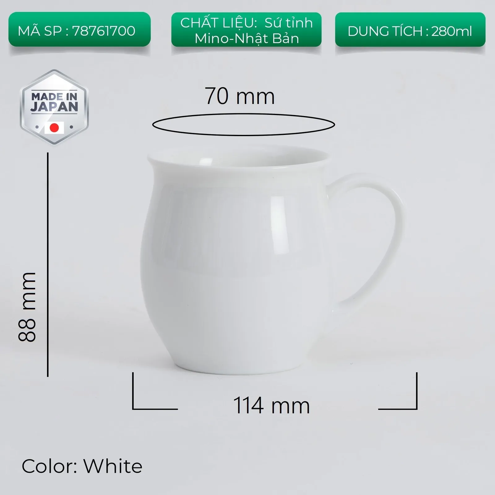 Ly sứ uống trà cà phê Origami Pinot Aroma Mug 280ml - ảnh 9