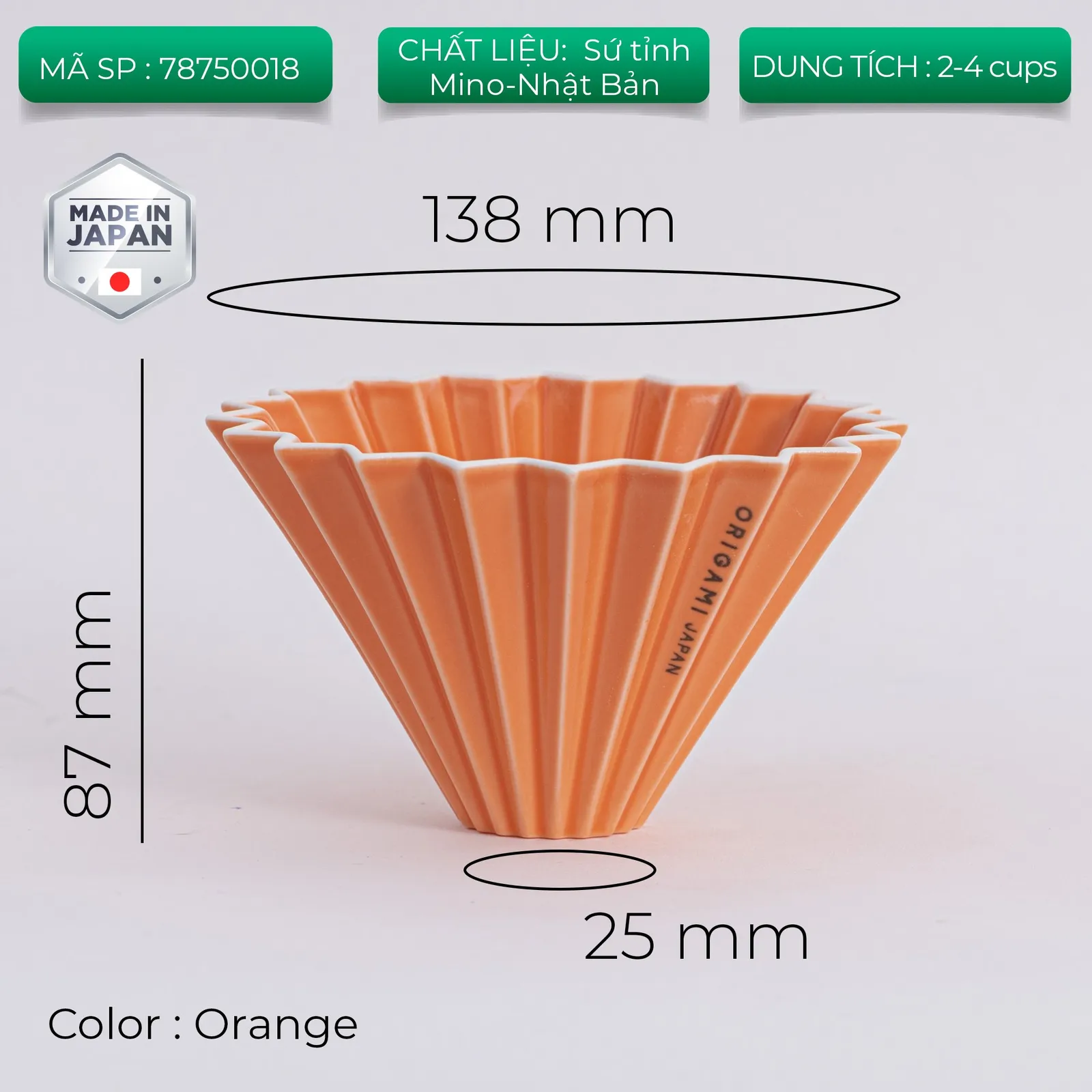 Phễu sứ V60 02 Origami Dripper M Pour over - ảnh 9