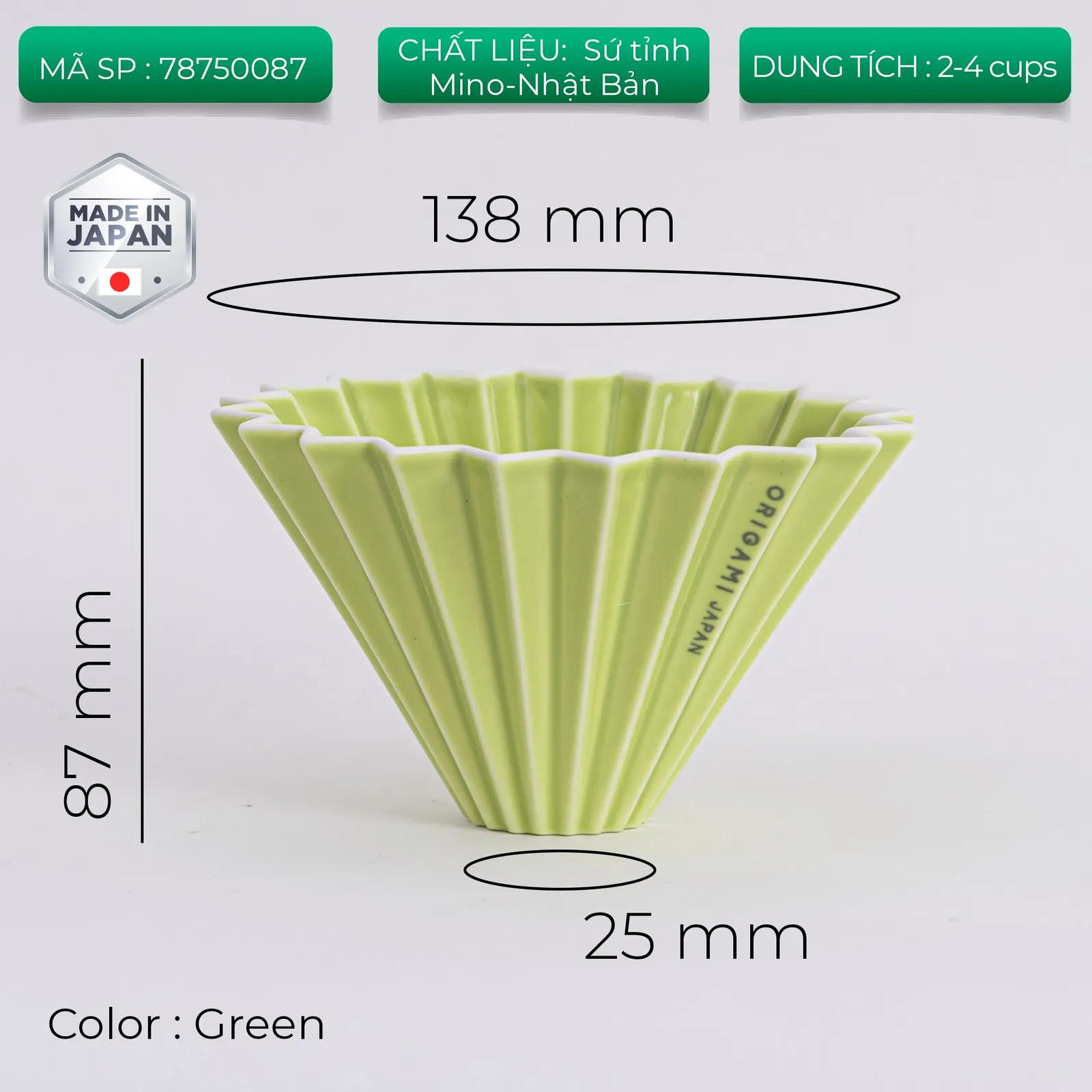 Phễu sứ V60 02 Origami Dripper M Pour over - ảnh 10