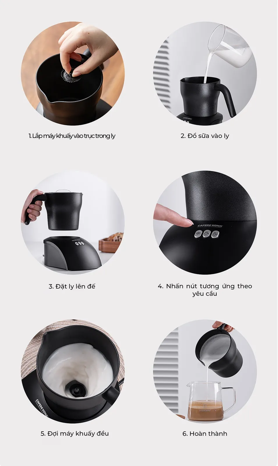 Máy đánh sữa nóng lạnh tự động 250ml Cafede Kona - ảnh 11