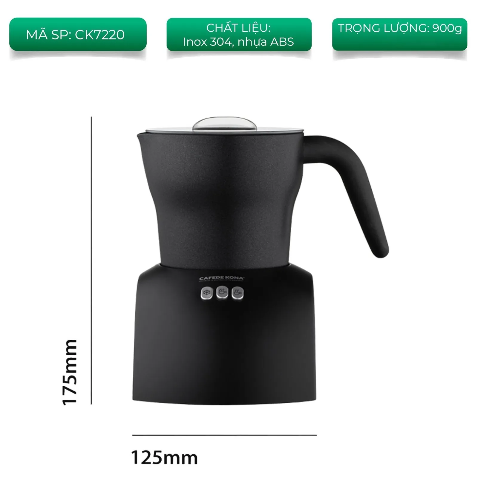 Máy đánh sữa nóng lạnh tự động 250ml Cafede Kona - ảnh 14