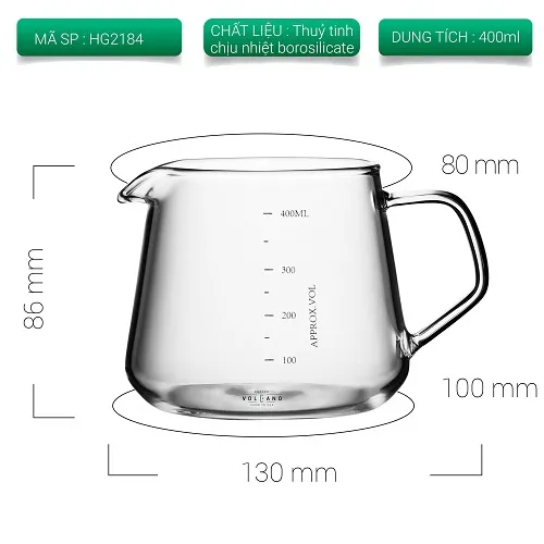 Bình pha cafe cà phê thủy tinh chịu nhiệt ca đong Tiamo không nắp - ảnh 3