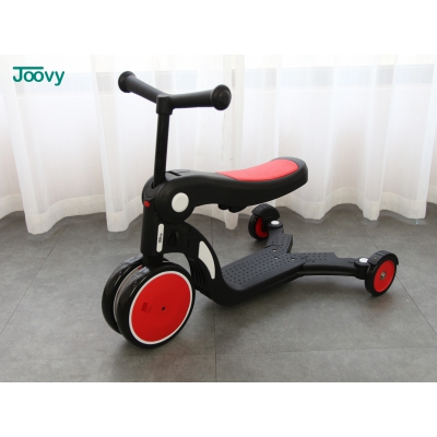 Xe 3 bánh, xe chòi chân – xe cân bằng kiêm Scooter đa năng 5 trong 1 Joovy – N5 dành cho bé từ 1 tới 6 tuổi màu đỏ