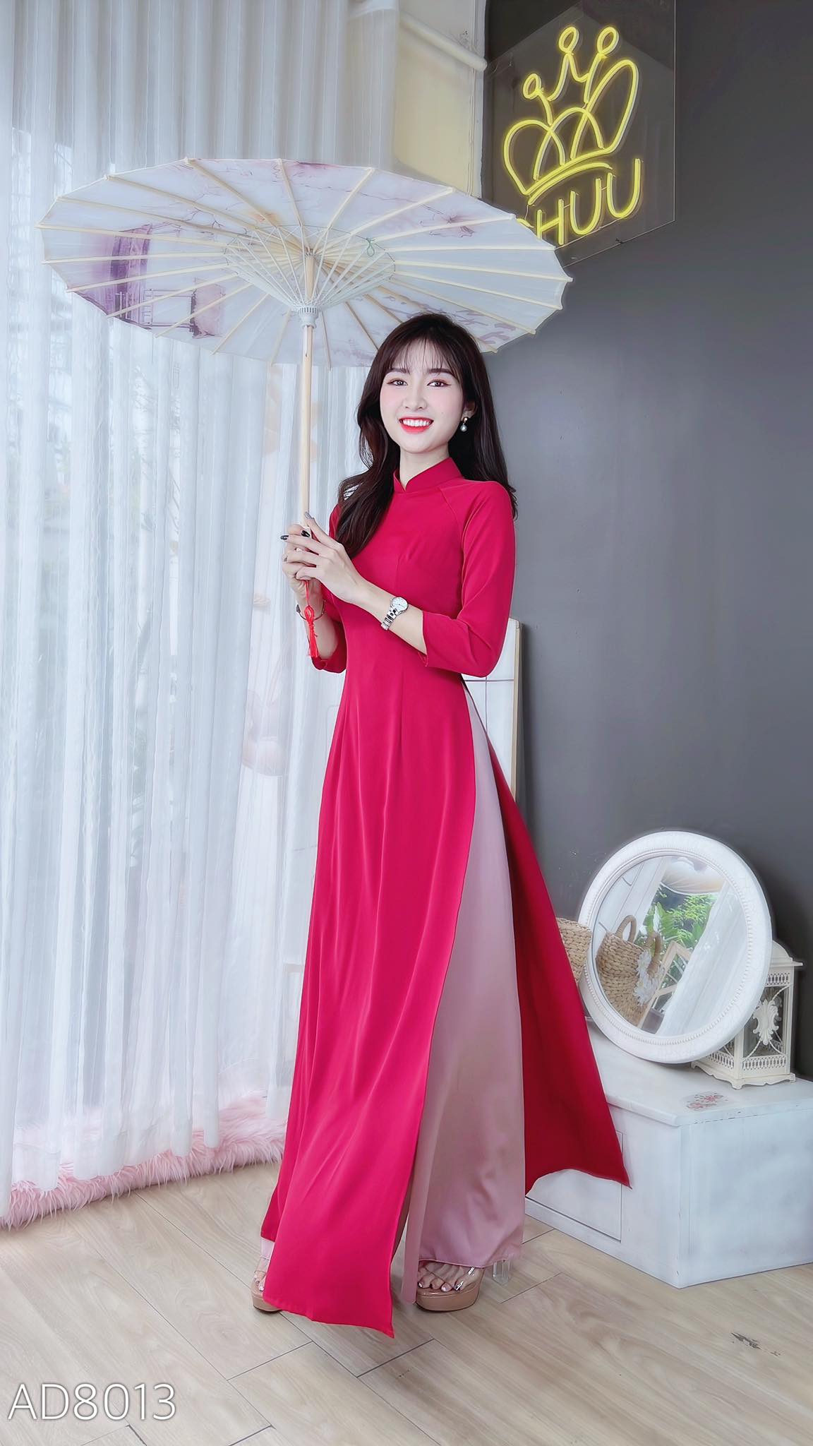 Áo dài lụa Ý truyền thống CHUU