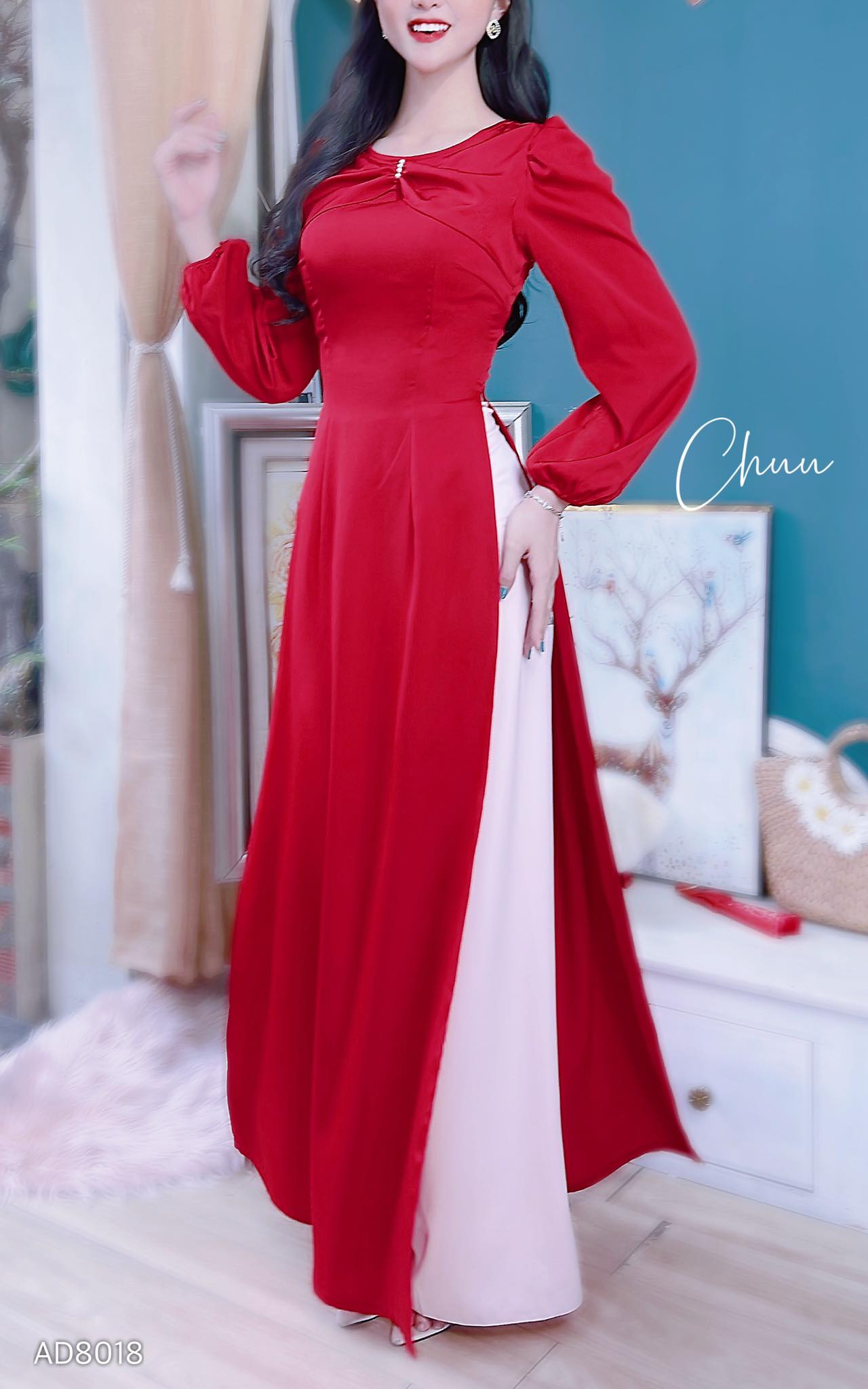 Áo dài lụa ánh nhung CHUU