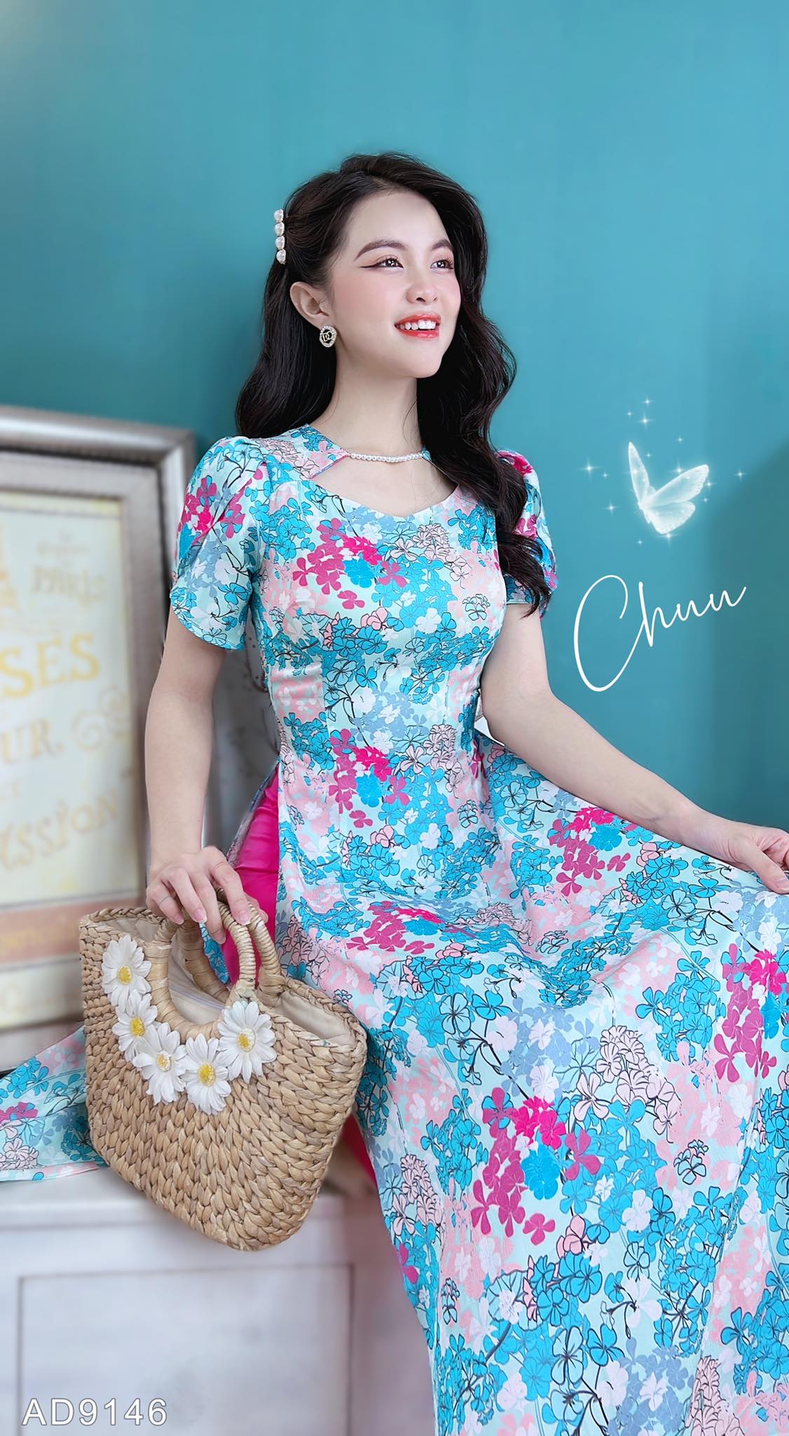 Áo Dài Gấm Dây Ngọc CHUU