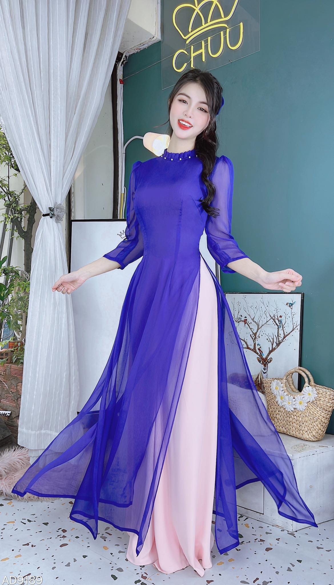 Áo dài tết màu xanh