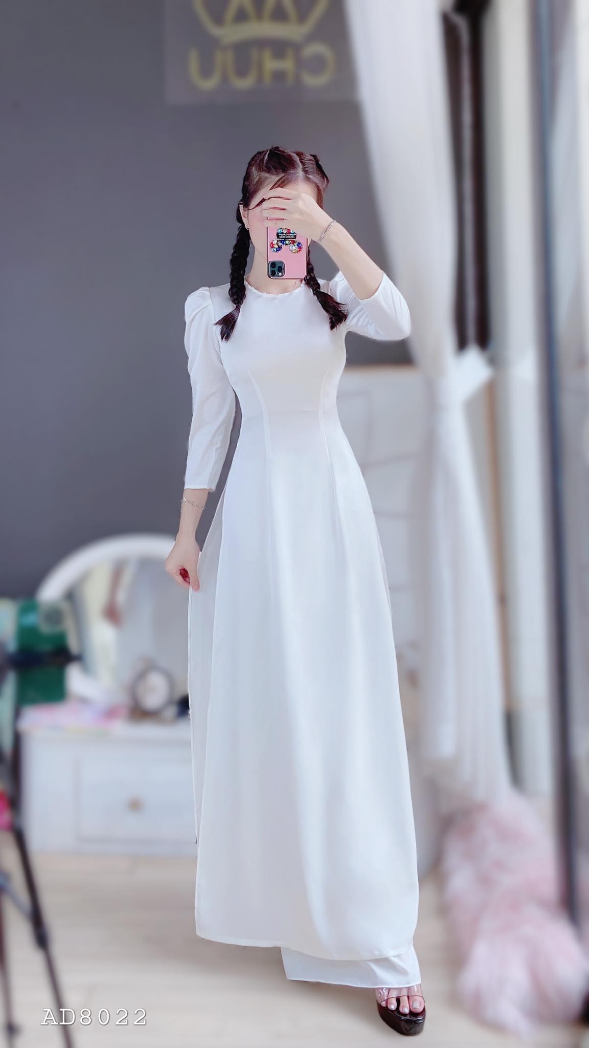 Áo Dài TL Cổ Tròn Ngọc