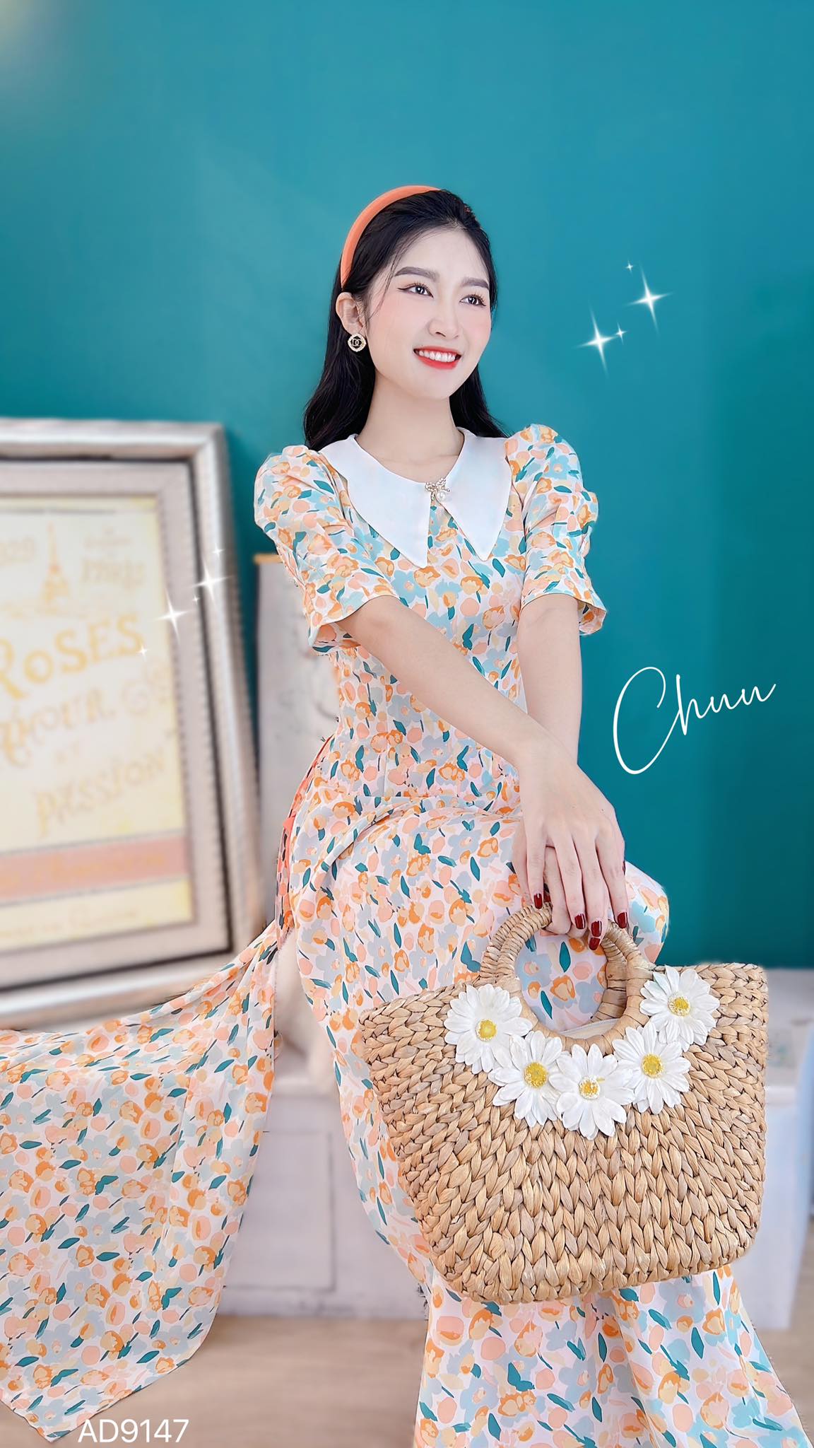 Áo Dài Cổ Bướm Trắng CHUU