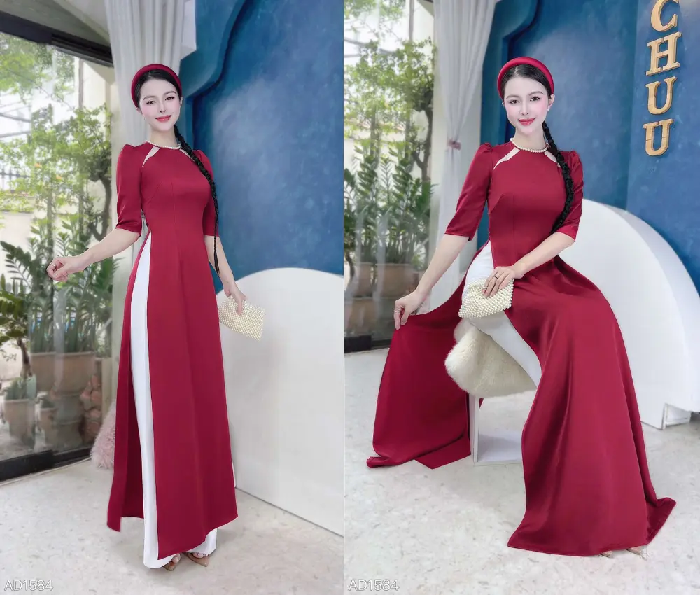 Áo dài đỏ tết