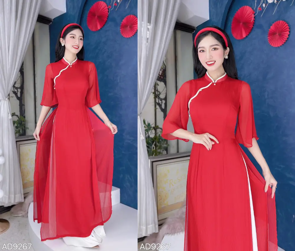 Áo dài đỏ tết