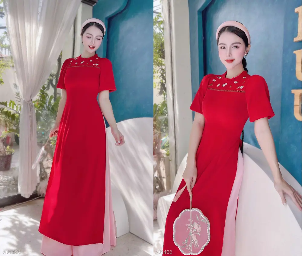 Áo dài đỏ tết
