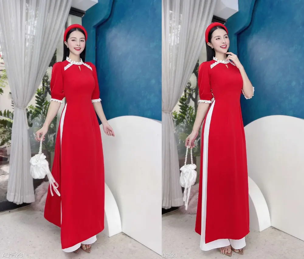 Áo dài đỏ tết