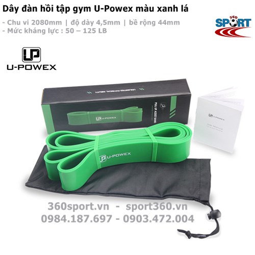 Dây đàn hồi tập gym U-Powex màu xanh lá 