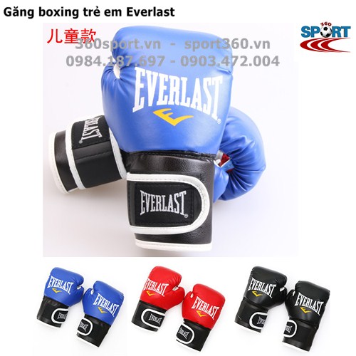 Găng đấm boxing trẻ em Everlast màu xanh